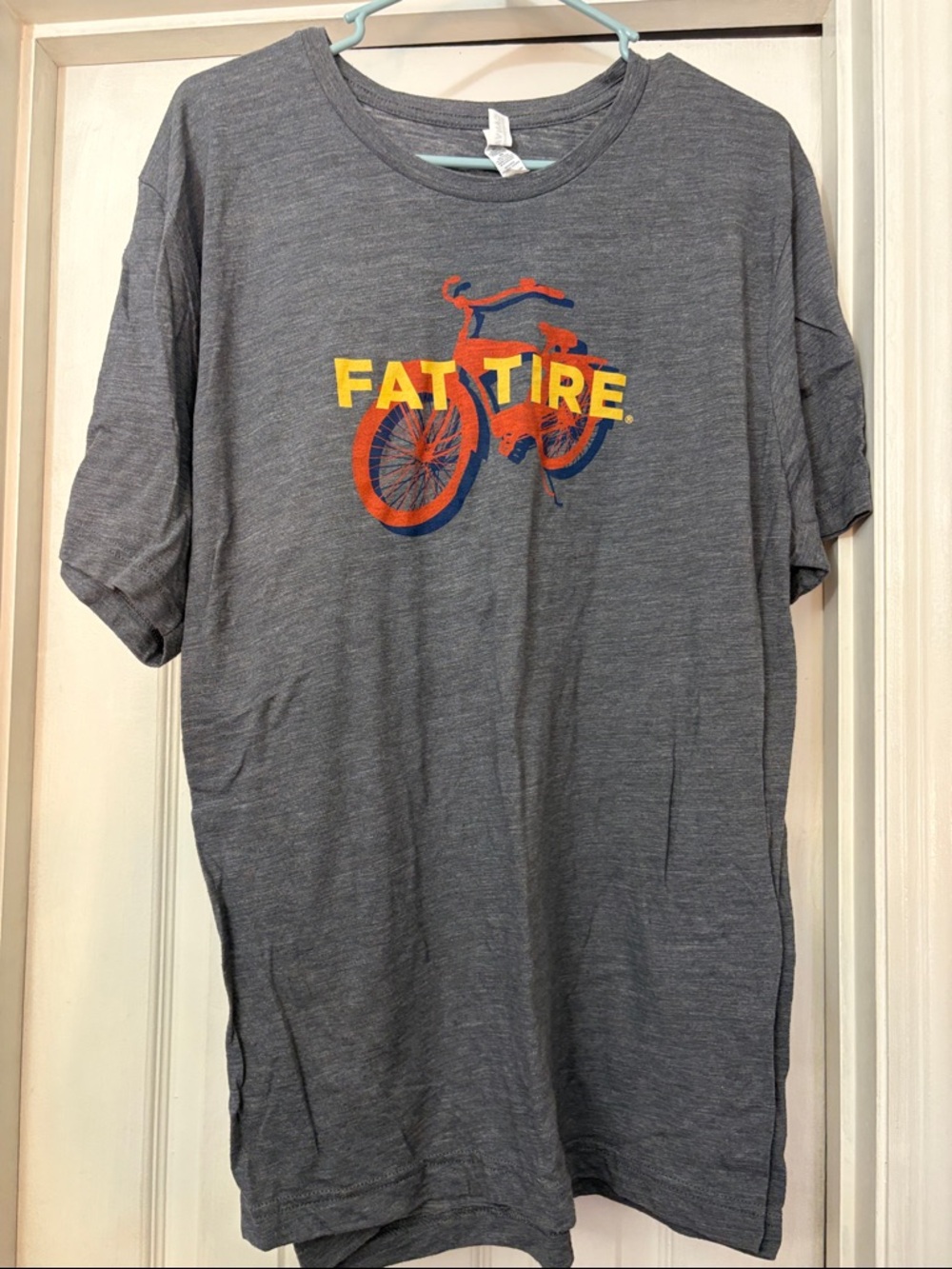 Fat Tire Graphic Tee — Gray with Orange & Yellow Bike Logo